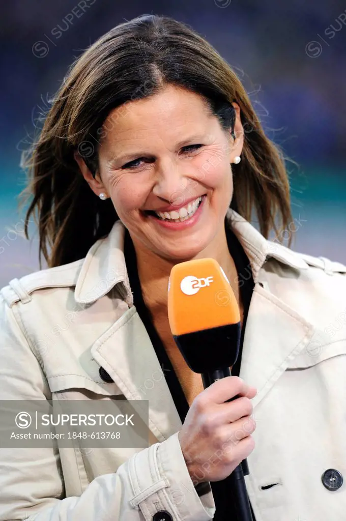 German TV presenter Katrin Mueller-Hohenstein, DFB Cup final, BVB or Borussia Dortmund vs FC Bayern Munich 5-2, 05/12/2012, Olympic Stadium, Berlin, G...