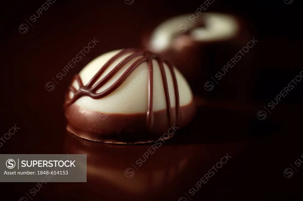 Chocolates on a dark brown background