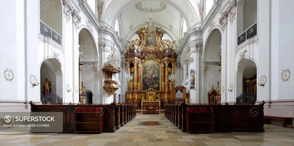 Interior view, high altar with archangels after Martino Altomonte, former Ursuline church, monastery church, after Johann Haslinger, cultural heritage...