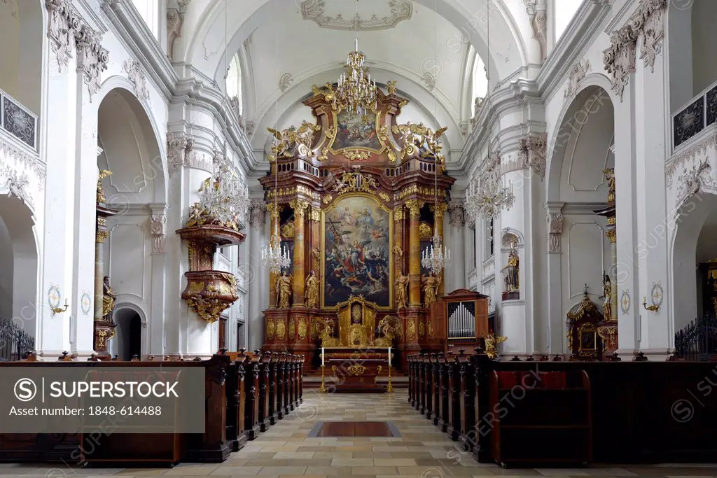 Interior view, high altar with archangels after Martino Altomonte, former Ursuline church, monastery church, after Johann Haslinger, cultural heritage...