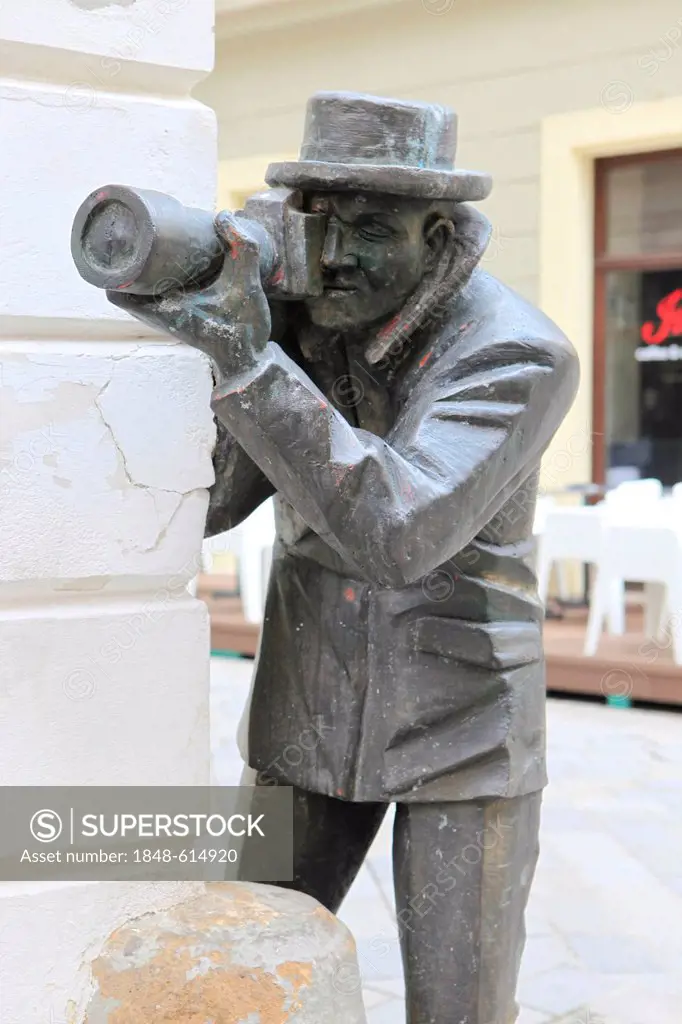 Bronze statue of a photographer, Bratislava, Slovak Republic, Europe, PublicGround