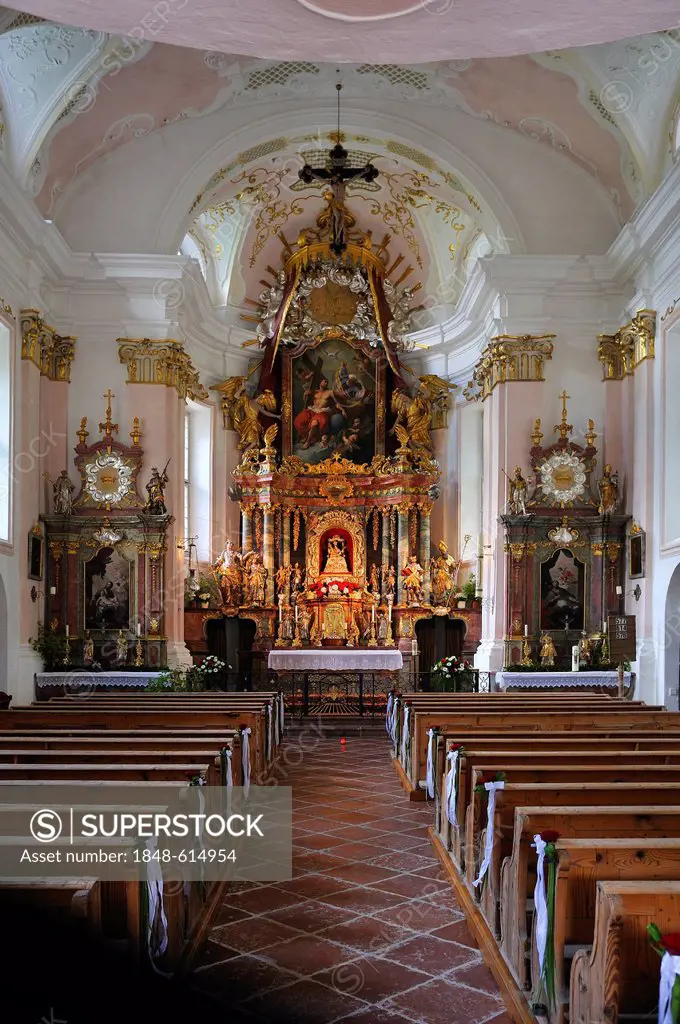 Presbytery, Unserer Lieben Frau am Kunterweg pilgrimage chapel, built between 1731 and 1733, Ramsau, Upper Bavaria, Bavaria, Germany, Europe