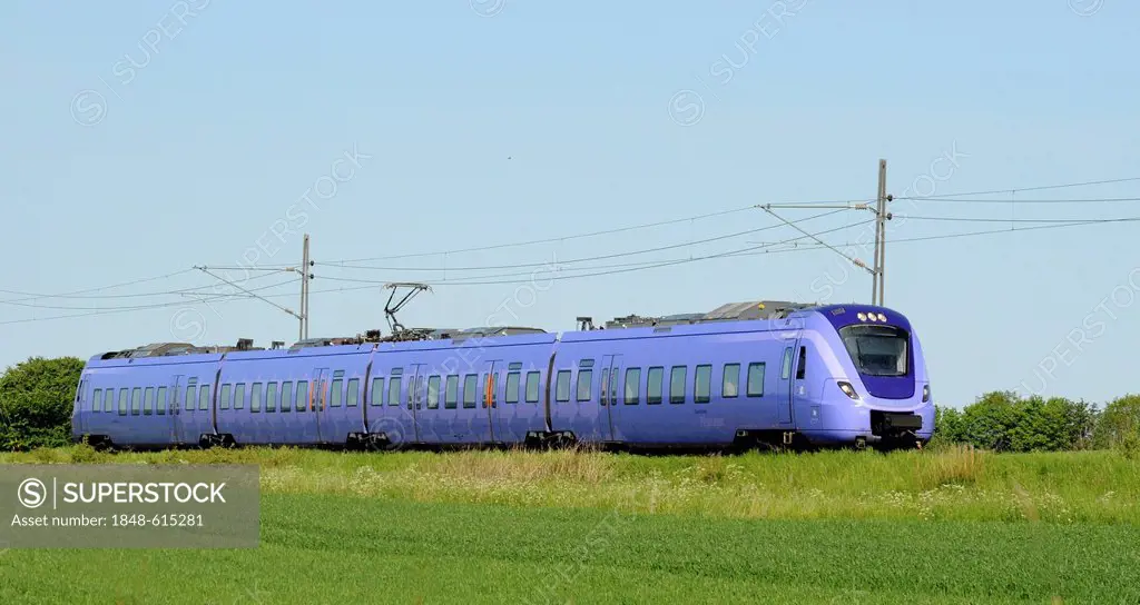 Swedish train, Svarte, Skåne, Sweden, Europe