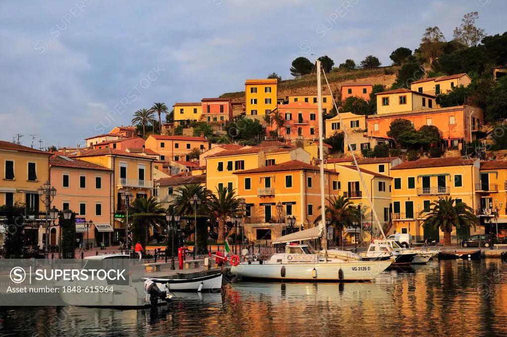 Port and old town of Porto Azzurro, Elba Island, Tuscany, Italy, Europe