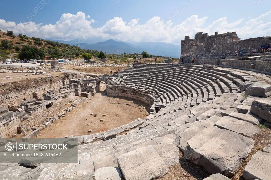 Roman Theatre, Xanthos, Lycian coast, Lycia, Mediterranean Sea, Turkey, Europe, Asia Minor