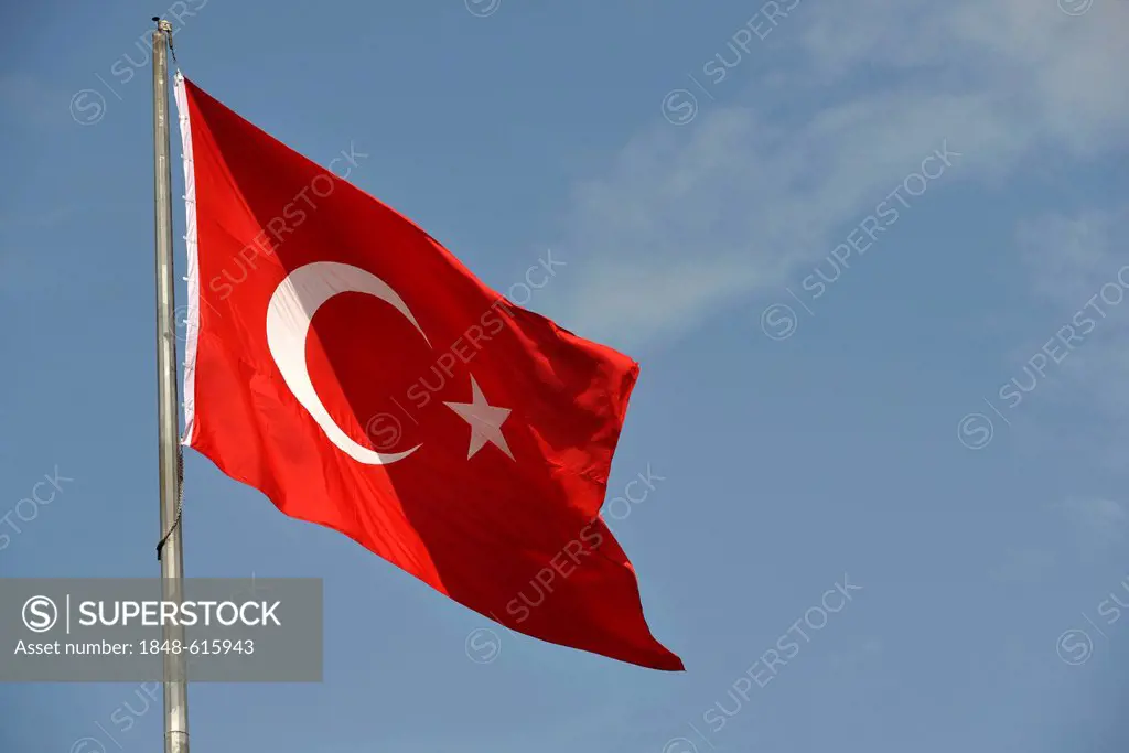 Turkish national flag, Istanbul, Turkey, Europe, PublicGround