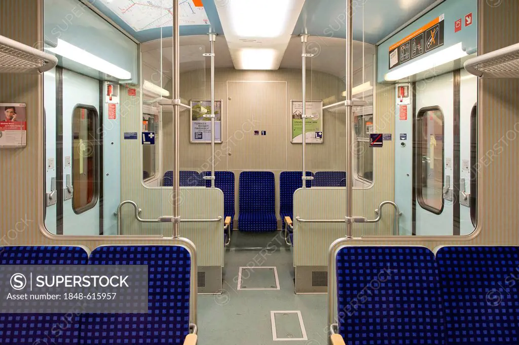 First class suburban train compartment, Stuttgart, Baden-Wuerttemberg, Germany, Europe