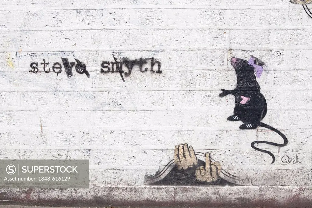 Graffiti by Banksy or Banksy-style, London, England, United Kingdom, Europe, PublicGround