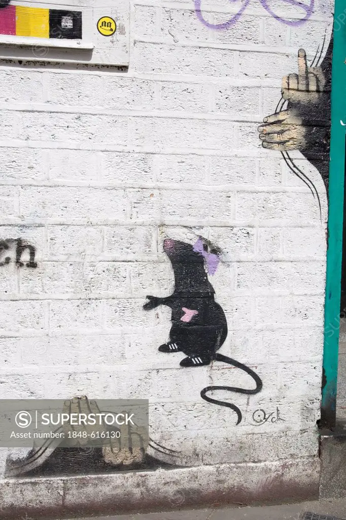 Graffiti by Banksy or Banksy-style, London, England, United Kingdom, Europe, PublicGround