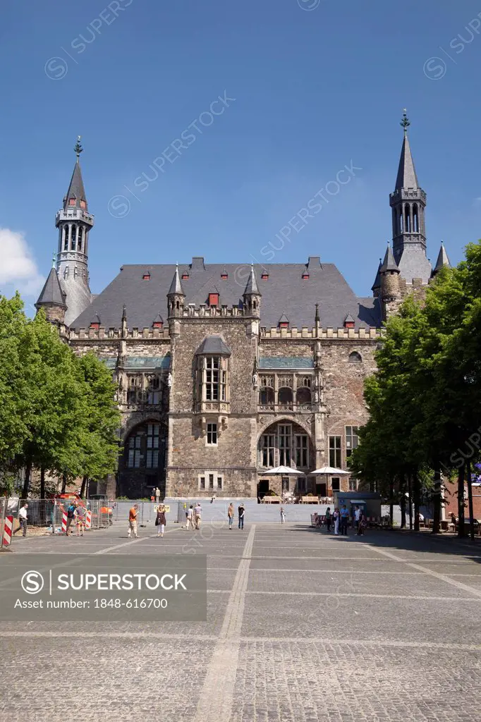 City hall, Aachen, Rhineland, North Rhine-Westphalia, Germany, Europe, PublicGround
