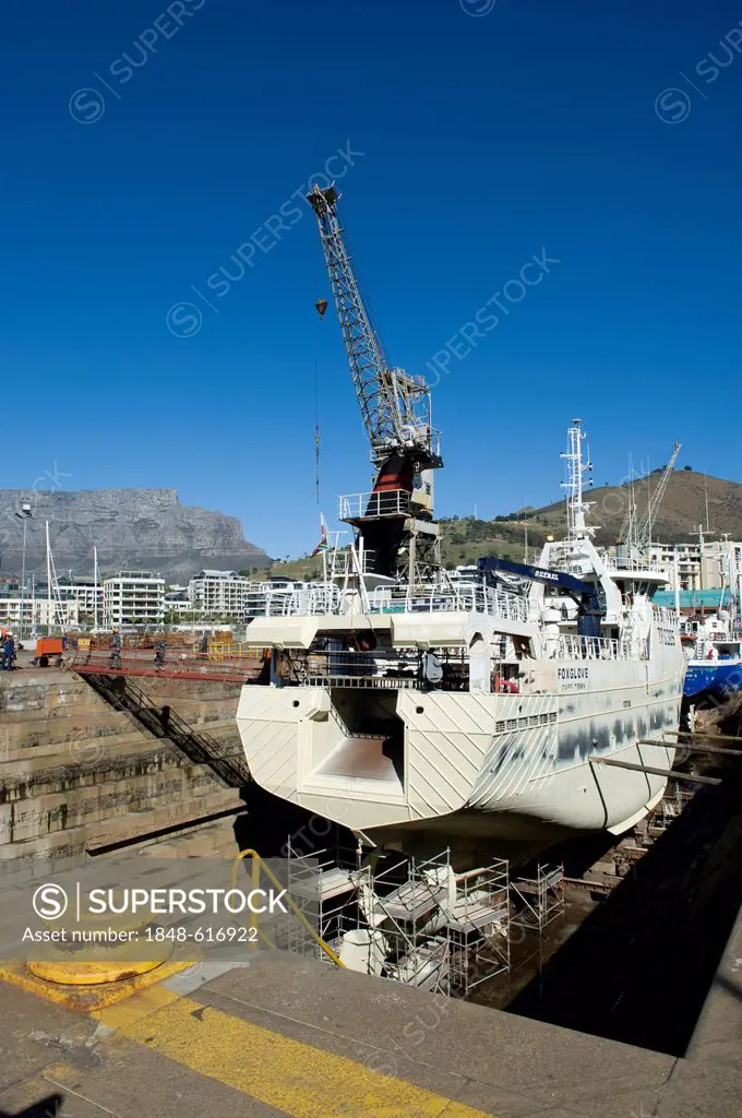 Trawler in a dry dock in Cape Town, South Africa, Africa