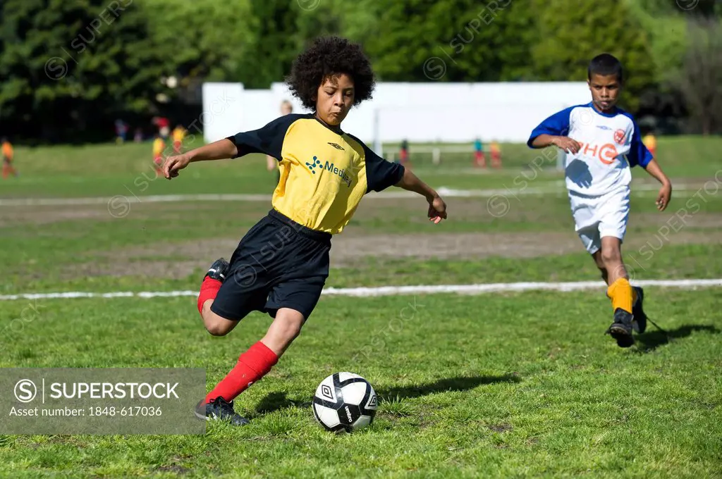 A striker of the youth team of the Rygersdal Football Club, Cape Town, South Africa, Africa