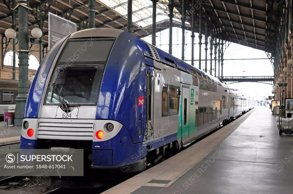 SNCF regional train, Gare du Nord train station, north station, Paris, France, Europe