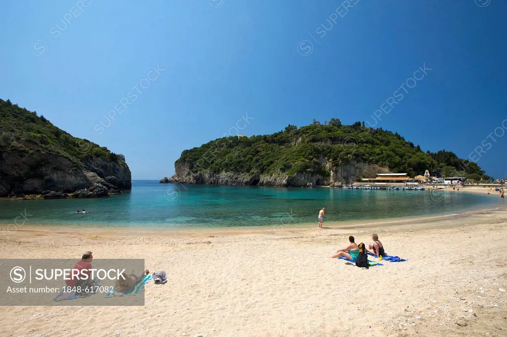 Beach of Paleokastritsa, Corfu, Ionian Islands, Greece, Europe