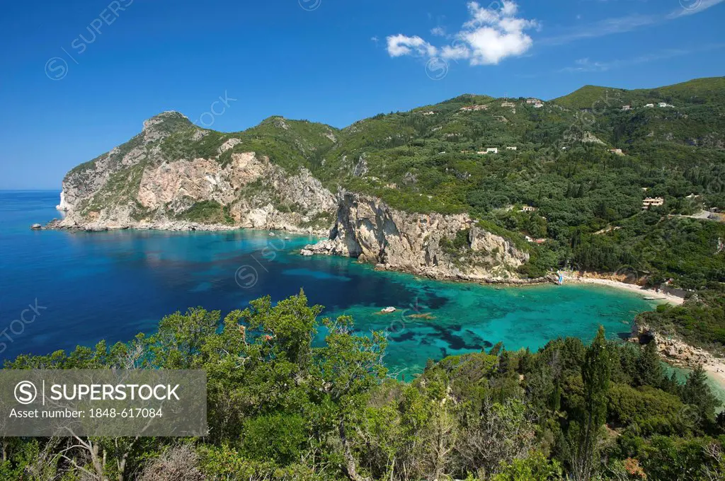 Coast of Paleokastritsa, Corfu, Ionian Islands, Greece, Europe