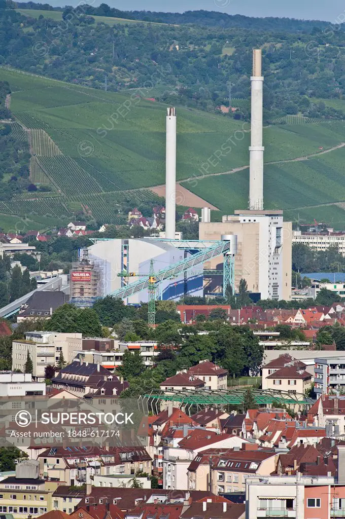 EnBW co-generation power station in Stuttgart-Gaisburg, Stuttgart, Baden-Wuerttemberg, Germany, Europe