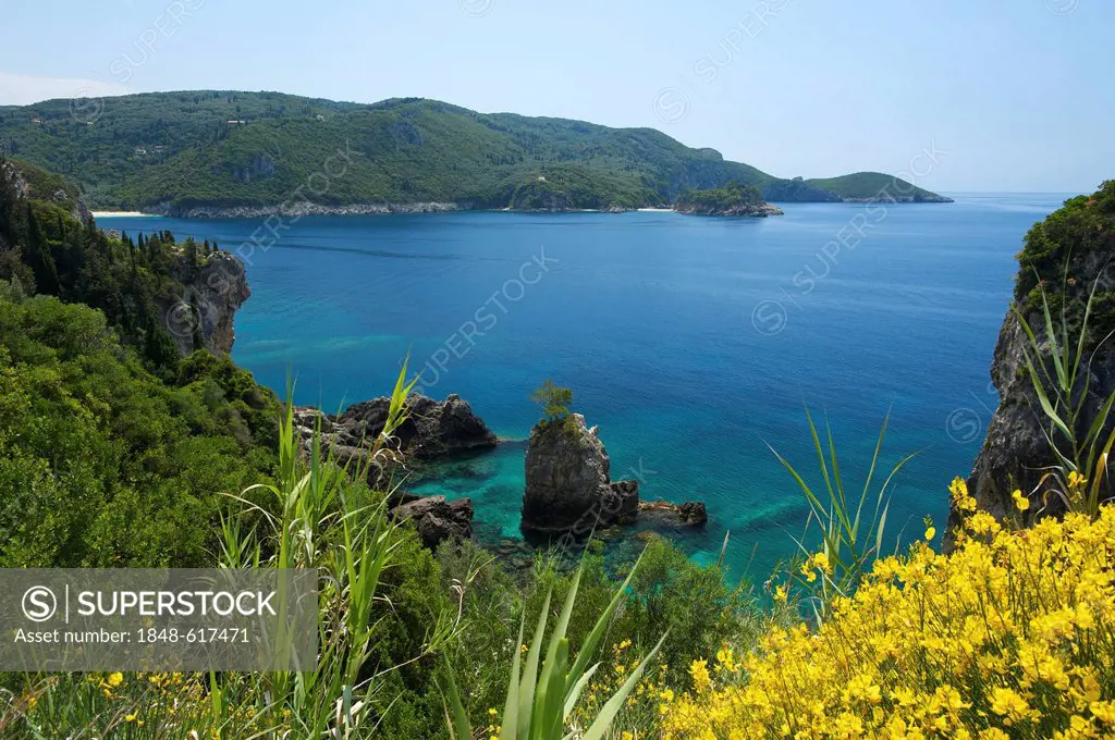 Bay of Paleokastritsa, Corfu, Ionian Islands, Greece, Europe