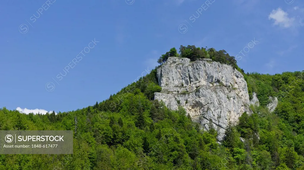 Brandfels rock, Upper Danube Nature Park, Upper Danube Valley, Baden-Wuerttemberg, Germany, Europe