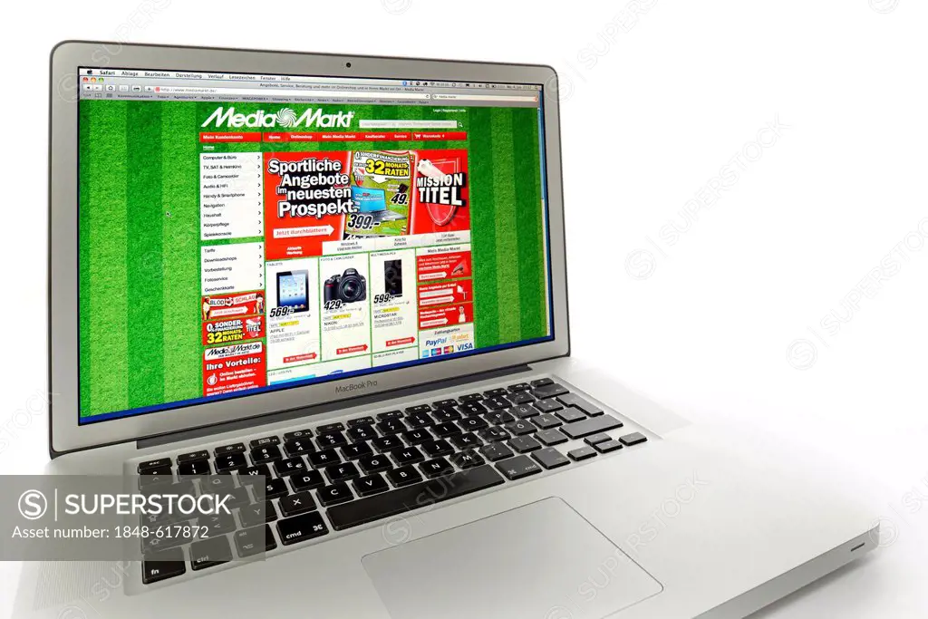 Media Markt, chain of electronics stores, website displayed on the screen of an Apple MacBook Pro