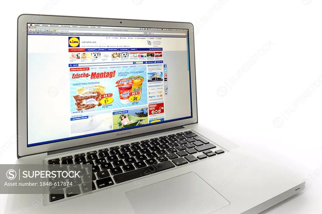 Lidl, food discounter, supermarket, website displayed on the screen of an Apple MacBook Pro