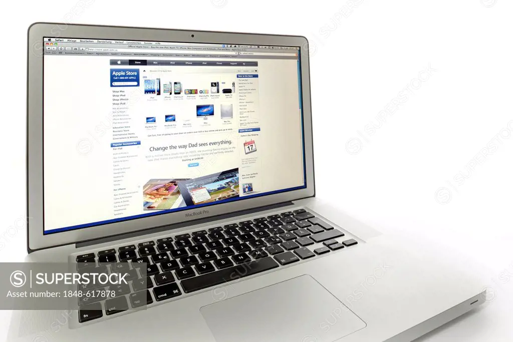 U.S. Apple Store, website displayed on the screen of an Apple MacBook Pro