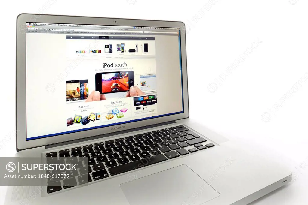 Apple iPod, website displayed on the screen of an Apple MacBook Pro