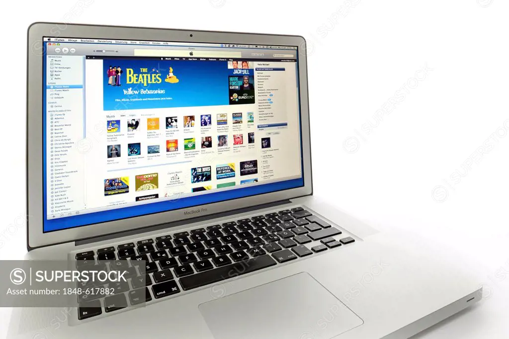 Apple iTunes Store, website displayed on the screen of an Apple MacBook Pro