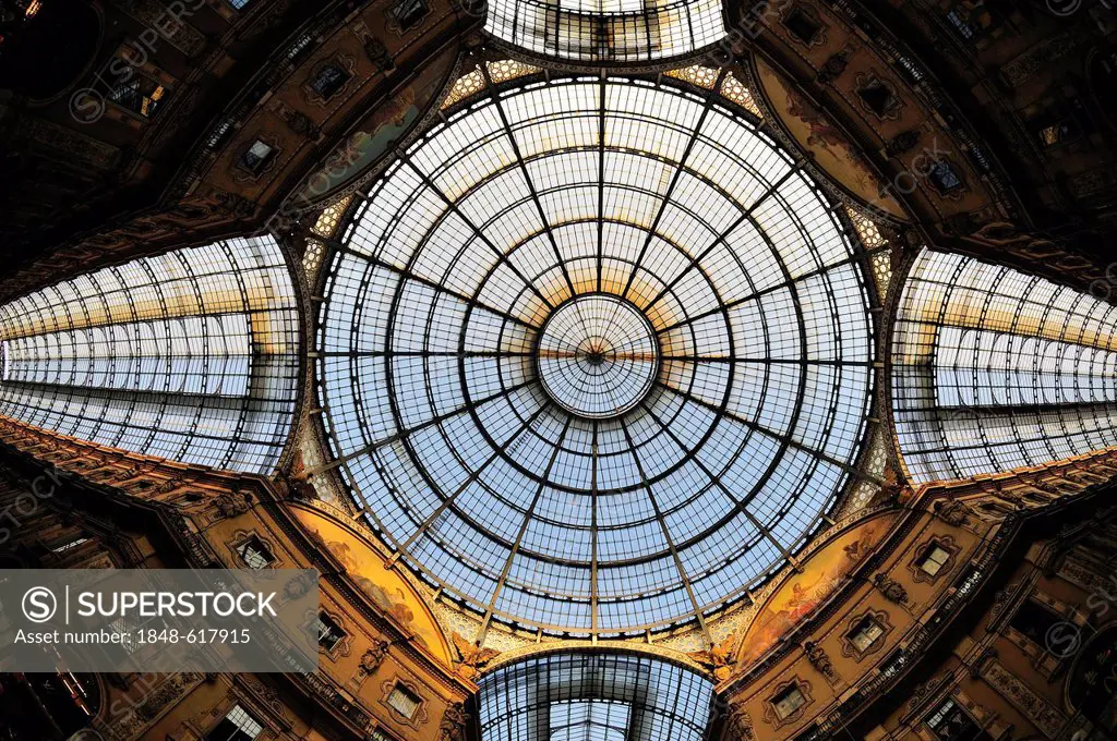 Roof of the Galleria Vittorio Emanuele II, Milan, Lombardy, Italy, Europe