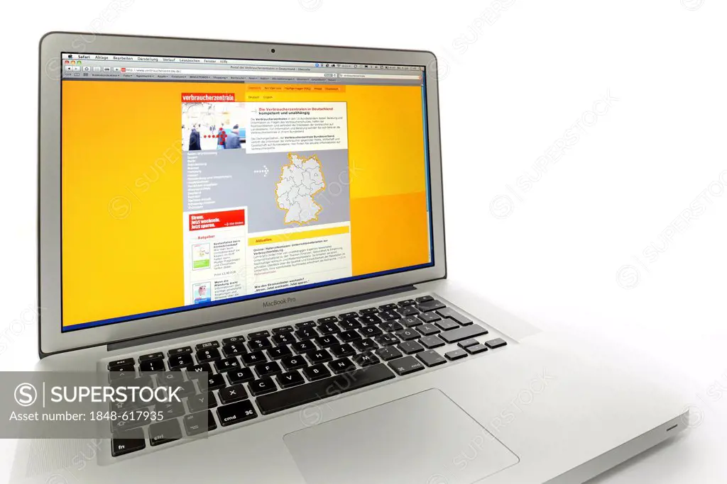 Verbraucherzentrale, customer advice organisation, website displayed on the screen of an Apple MacBook Pro