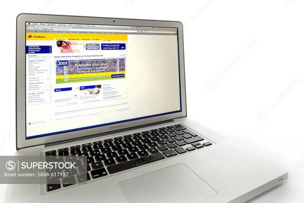 Postbank, banking website displayed on the screen of an Apple MacBook Pro