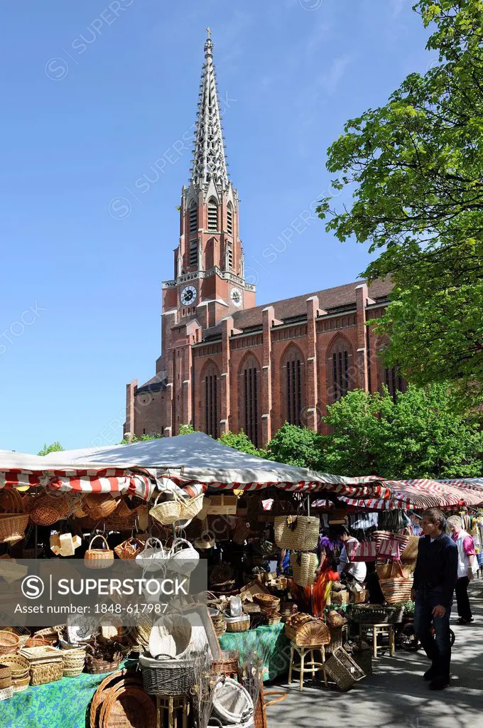 Auer Dult fair, Maria Hilf Church, Mariahilfplatz square, Munich, Upper Bavaria, Germany, Europe, PublicGround