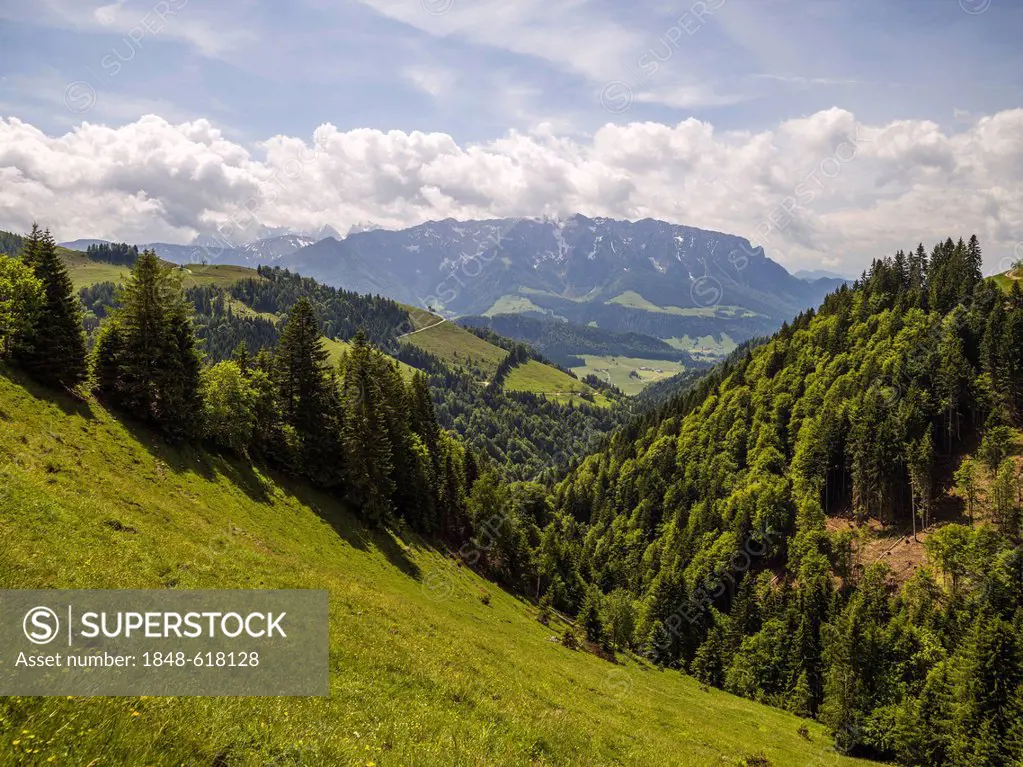 View of the mountain landscape near Rettenschloess, Tyrol, Austria, Europe