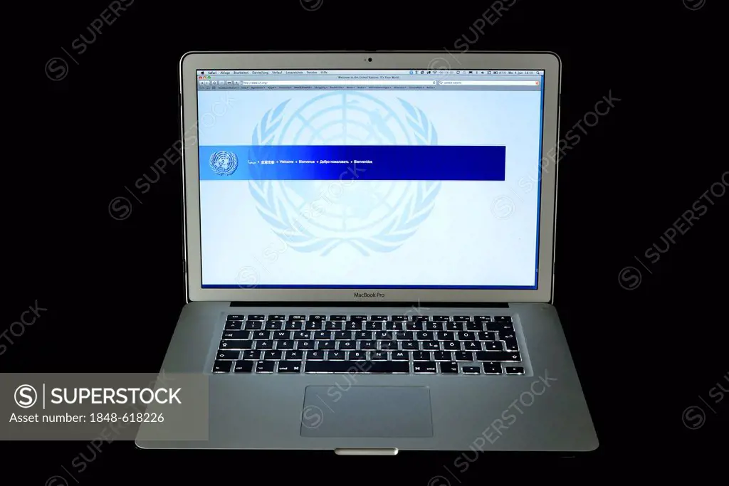 UN, United Nations website, Apple MacBook Pro laptop