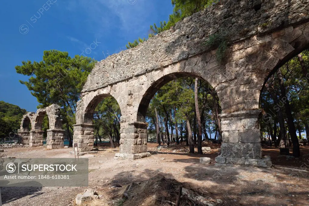 Aqueduct, ancient city of Phaselis, Lycia, Turkey, Asia Minor