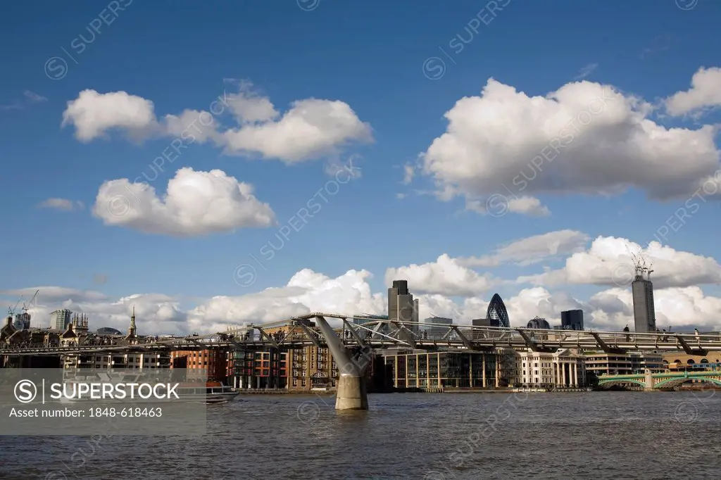 Cityscape, River Thames, Millennium Bridge, London, England, United Kingdom, Europe, PublicGround