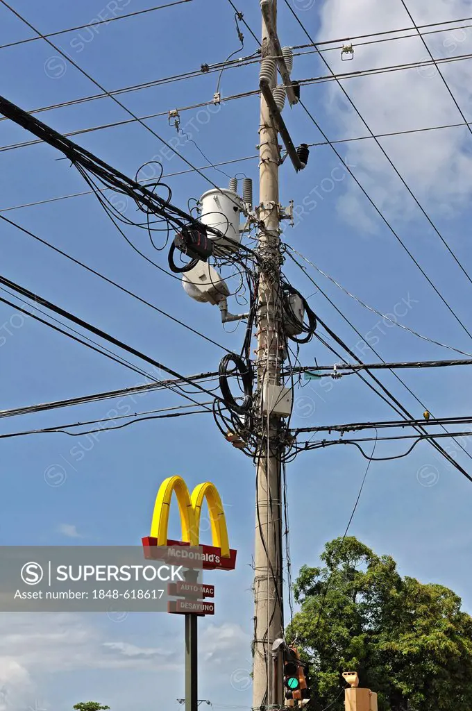 Electricity pylon in Liberia, Guanacaste province, Costa Rica, Central America