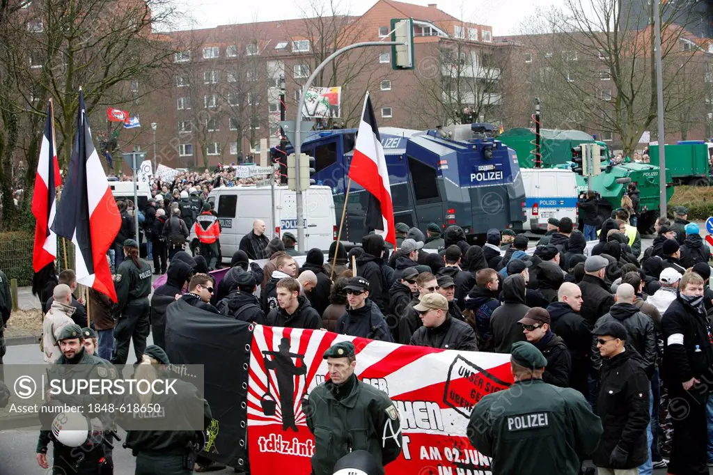 Demonstration, protest, against the gathering of right-wing groups, neo-Nazis, Muenster, Westphalia, North-Rhine Westphalia, Germany, Europe