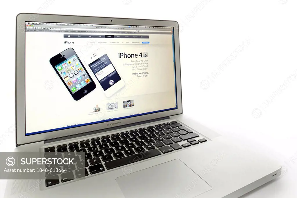 Apple iPhone, website displayed on the screen of an Apple MacBook Pro
