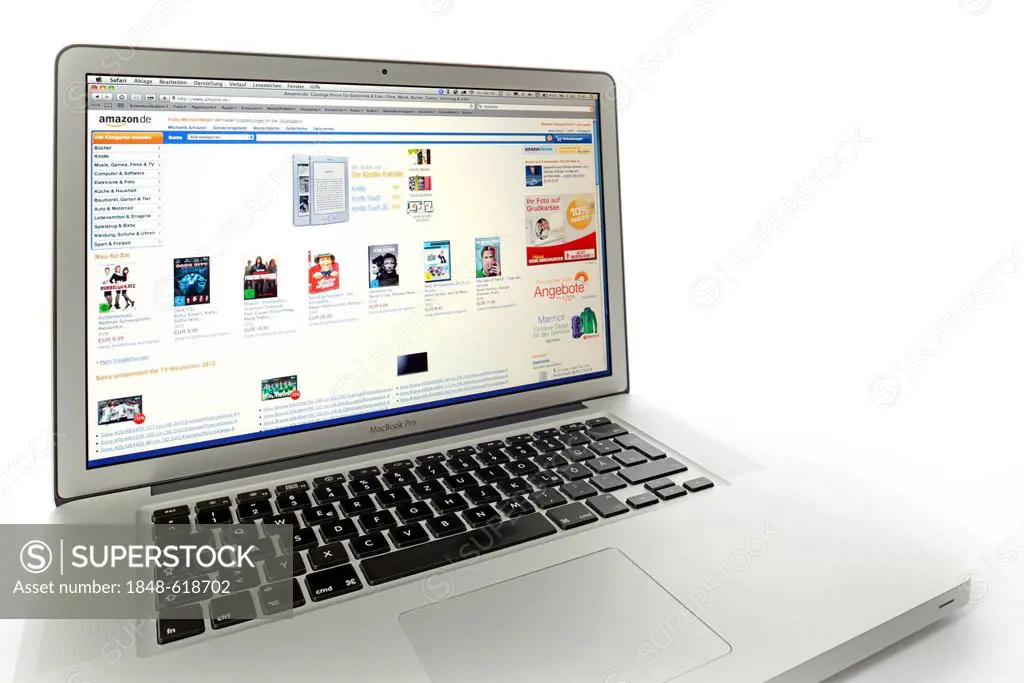 Amazon, German website of Amazon displayed on the screen of an Apple MacBook Pro