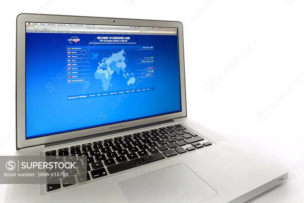 Eurosport, website displayed on the screen of an Apple MacBook Pro
