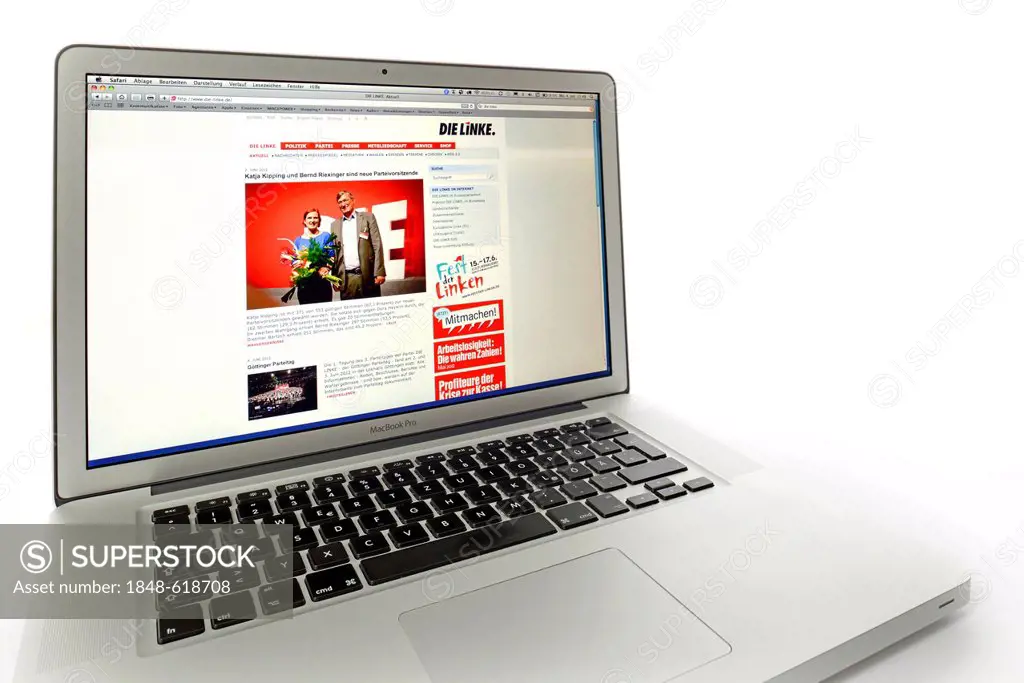 Die Linke, left-wing political party, website displayed on the screen of an Apple MacBook Pro