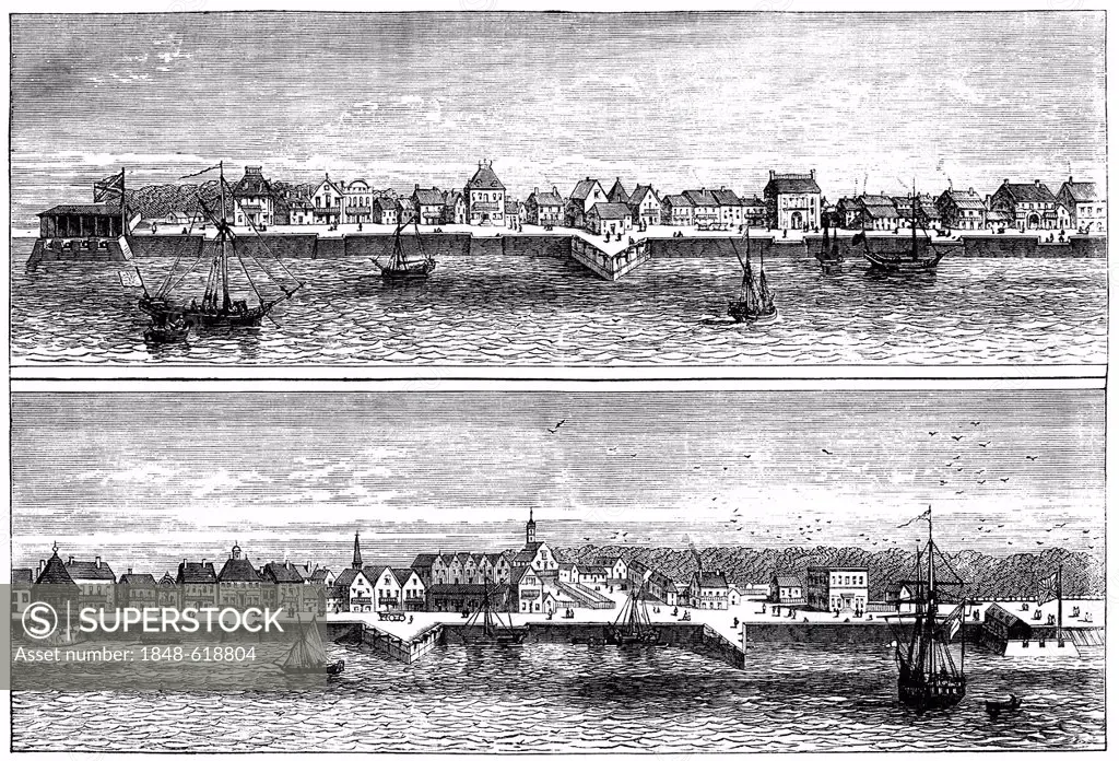 Historical drawing, US-American history, 17th century, view of Charlestown, a district of Boston since 1874, Massachusetts, USA, around 1670