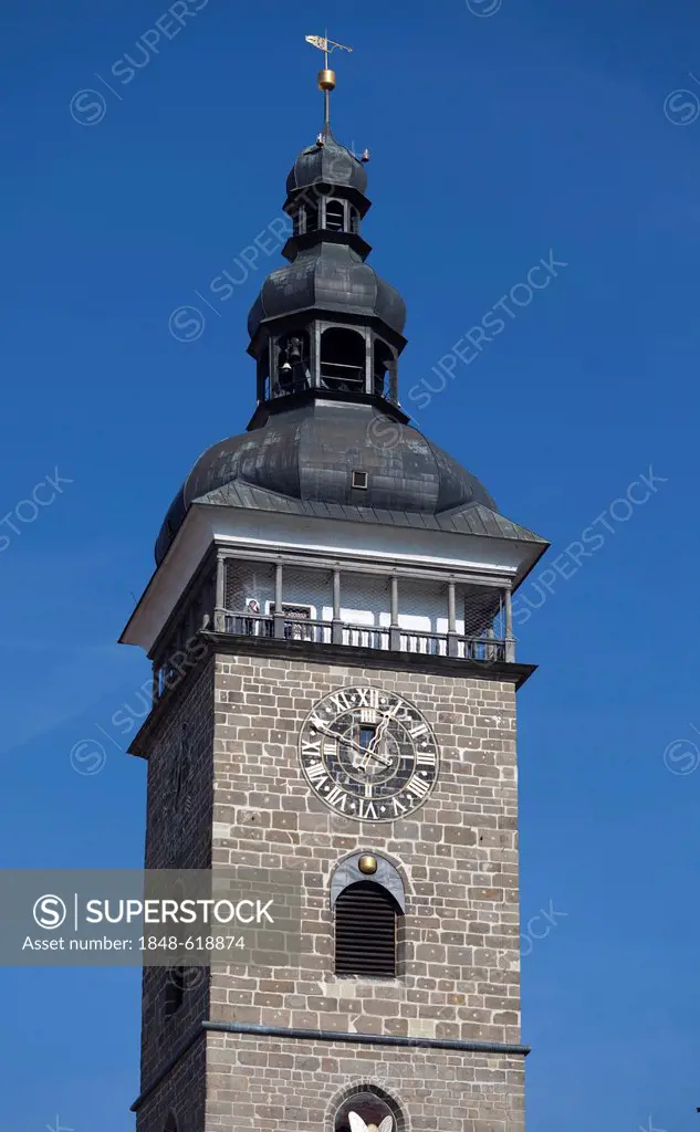 Black Tower, historic district of Ceske Budejovice, also known as Budweis, Budvar, southern Bohemia, Czech Republic, Europe