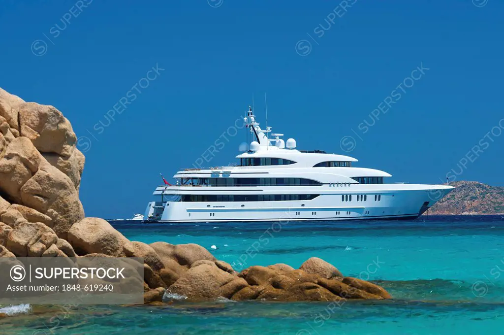 Yacht off Costa Smeralda, Sardinia, Italy, Europe