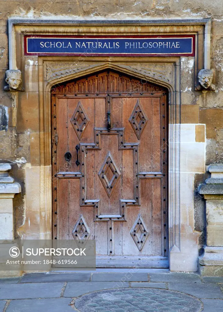 Entrance to the Bodleian Library, main library of the University of Oxford, Oxford, Oxfordshire, United Kingdom, Europe