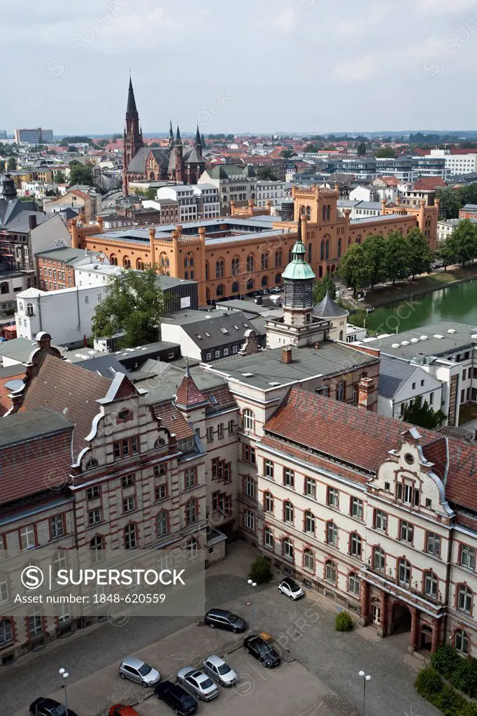 View of the Arsenal as seen from Schwerin Cathedral, Schwerin, Mecklenburg-Western Pomerania, Germany, Europe