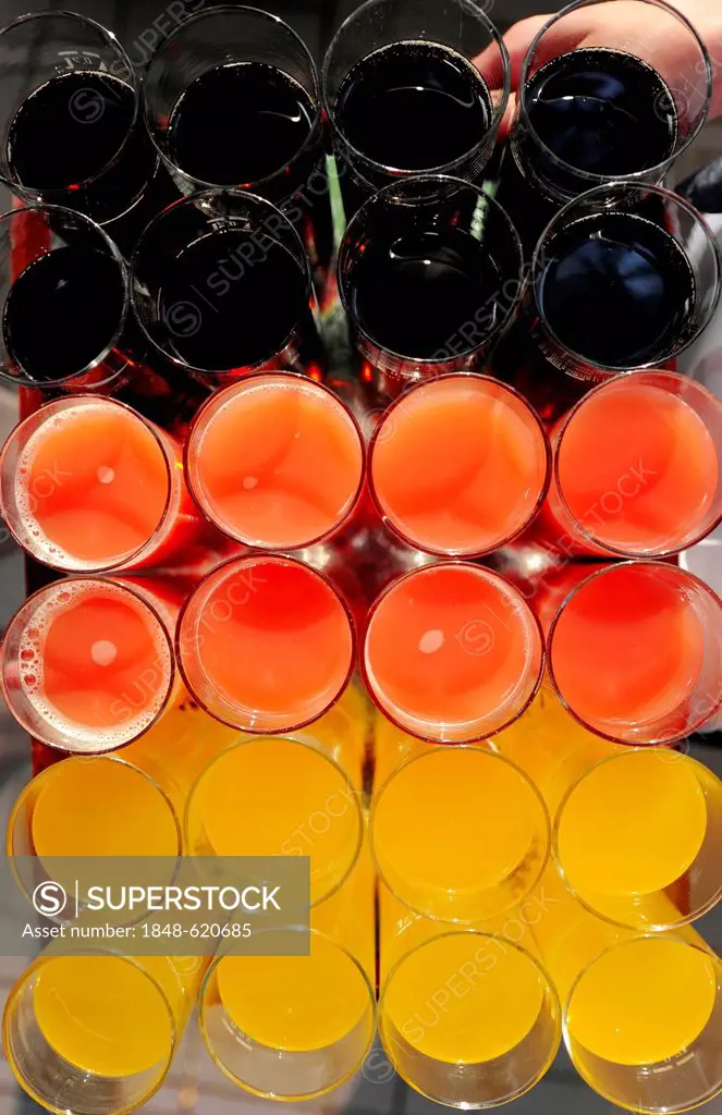 Glasses with drinks in the colours of the German flag