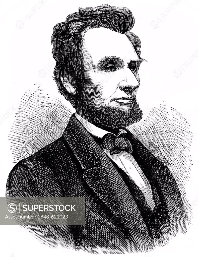 Historical drawing, US-American history, 19th century, portrait of Abraham Lincoln, 1809 - 1865, 16th President of the United States of America from 1...