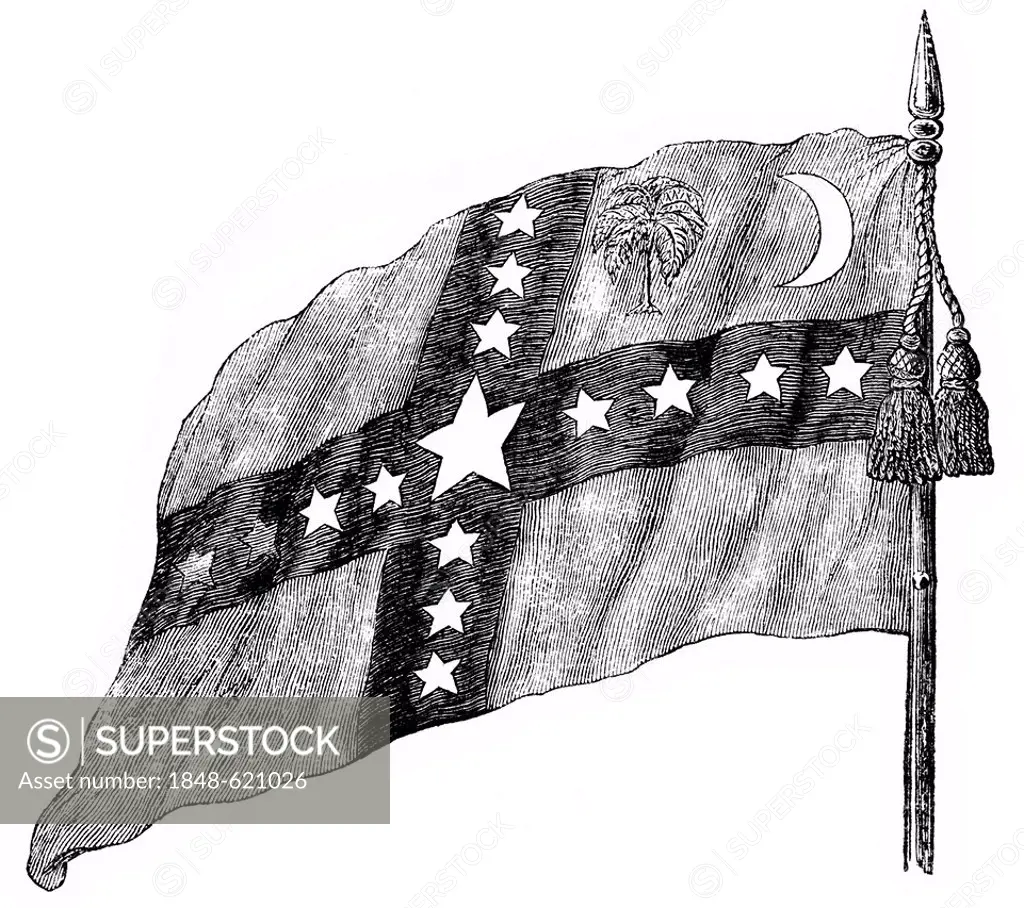 Historical drawing, US-American history, 19th century, the flag of the U.S. state of South Carolina during the American Civil War