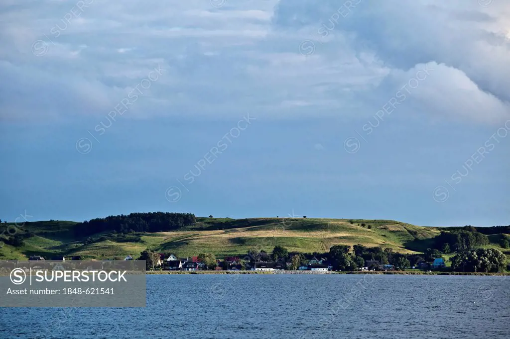 View of Hagensche Wiek bay and the town of Gager, Moenchgut peninsula, Ruegen Island, or Rugia Island, Mecklenburg-Western Pomerania, Germany, Europe